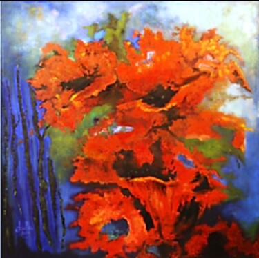Painting titled "LES ARUMS ROUGES" by Abdellouahab Selka, Original Artwork, Oil