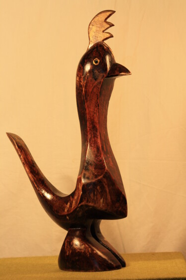 Sculpture titled "Le coq" by Abdellouahab Selka, Original Artwork, Wood