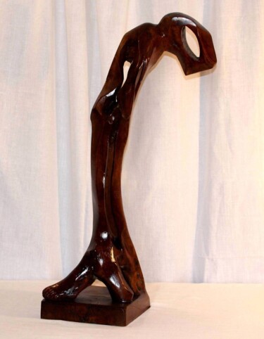 Скульптура под названием "Pensée" - Abdellouahab Selka, Подлинное произведение искусства, Дерево