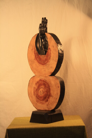 Skulptur mit dem Titel "Déboisement" von Abdellouahab Selka, Original-Kunstwerk, Holz