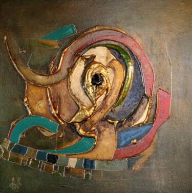 Malerei mit dem Titel "Continent à la déri…" von Abdellouahab Selka, Original-Kunstwerk, Öl