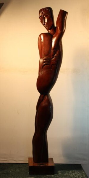 Sculpture intitulée "MEDITATION" par Abdellouahab Selka, Œuvre d'art originale, Bois