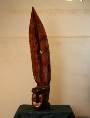 Sculpture titled "Homme de plume" by Abdellouahab Selka, Original Artwork, Wood