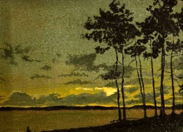 Peinture intitulée "Coucher de soleil" par Abdellouahab Selka, Œuvre d'art originale, Huile