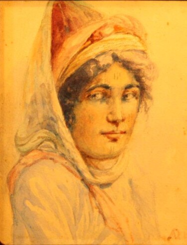Painting titled "khadoudja-la-beaute…" by Abdellouahab Selka, Original Artwork, Watercolor