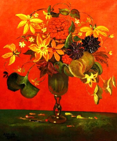 Peinture intitulée "fleurs-des-champs-2…" par Abdellouahab Selka, Œuvre d'art originale, Huile
