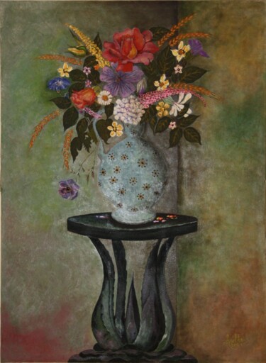 Peinture intitulée "les-agaves-fleuris-…" par Abdellouahab Selka, Œuvre d'art originale, Huile