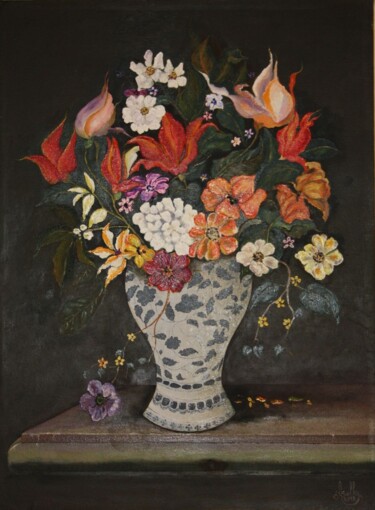 Painting titled "fleurs-persanes-201…" by Abdellouahab Selka, Original Artwork, Oil