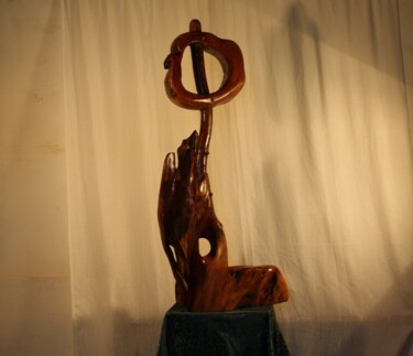 Escultura intitulada "contemplation-2013.…" por Abdellouahab Selka, Obras de arte originais, Madeira