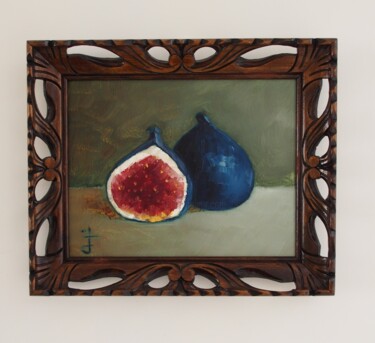 Painting titled "Figs" by Abdelmouhaimen Taoujouti (Art et peinture Tunisia), Original Artwork, Oil Mounted on Wood Panel