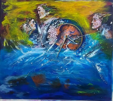 Painting titled "un temps qui s'écou…" by Abdelouahed Ghanemi, Original Artwork, Acrylic