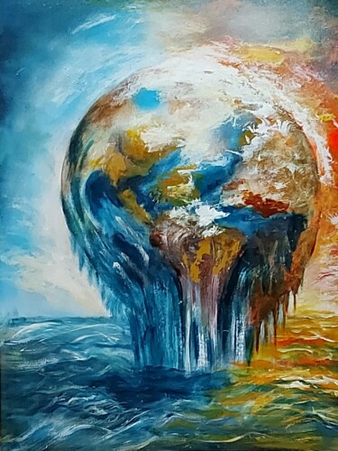 Pittura intitolato "Réchauffement clima…" da Abdelouahed Ghanemi, Opera d'arte originale, Acrilico
