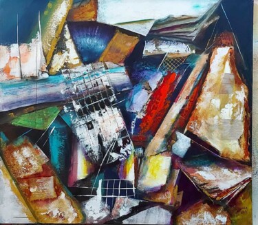 Painting titled "fragmentation 26" by Abdelouahed Ghanemi, Original Artwork, Acrylic