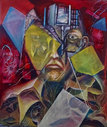 Painting titled "fragmentation(9)" by Abdelouahed Ghanemi, Original Artwork, Acrylic