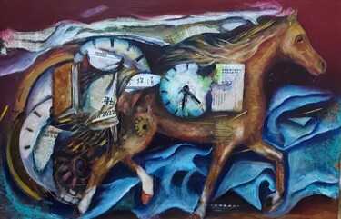 Pittura intitolato "un temps qui s'écou…" da Abdelouahed Ghanemi, Opera d'arte originale, Acrilico