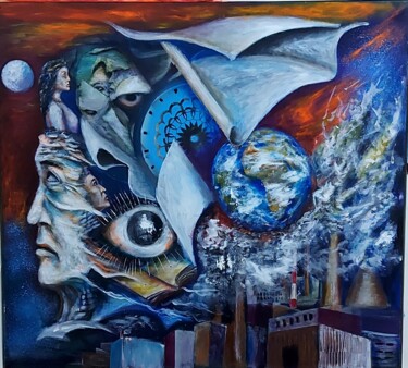 Картина под названием "Réchauffement clima…" - Abdelouahed Ghanemi, Подлинное произведение искусства, Акрил