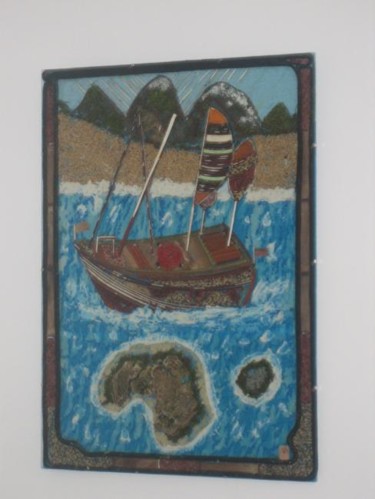 Peinture intitulée "le bateau sans dest…" par Papillon, Œuvre d'art originale