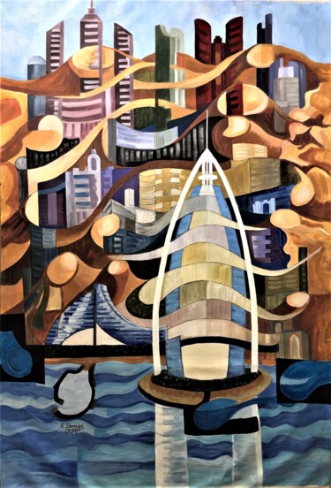 Картина под названием "Burj Al Arab Dubai" - Abdelrahman Shamieh, Подлинное произведение искусства, Акрил