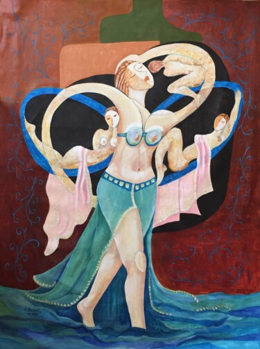 Ζωγραφική με τίτλο "Dance" από Abdelrahman Shamieh, Αυθεντικά έργα τέχνης, Ακρυλικό
