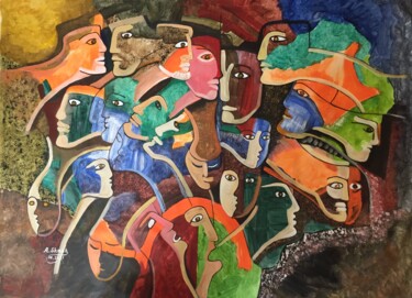 Painting titled "Chaos" by Abdelrahman Shamieh, Original Artwork, Acrylic