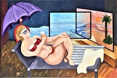 Painting titled "Sunbath in quaranti…" by Abdelrahman Shamieh, Original Artwork, Acrylic