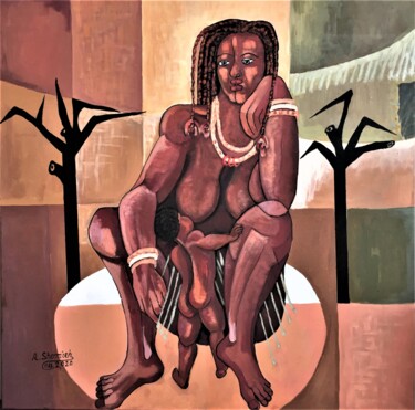Painting titled "Poor rich continent" by Abdelrahman Shamieh, Original Artwork, Acrylic