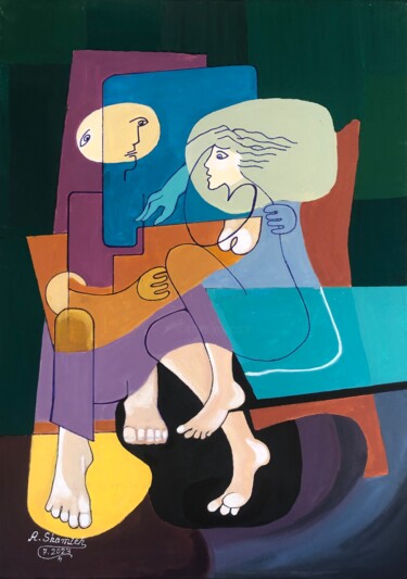 Malerei mit dem Titel "Couple Relatioships…" von Abdelrahman Shamieh, Original-Kunstwerk, Acryl Auf Keilrahmen aus Holz mont…