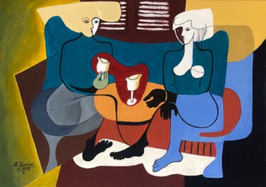 Pintura titulada "Couple Relatioships…" por Abdelrahman Shamieh, Obra de arte original, Acrílico Montado en Bastidor de cami…