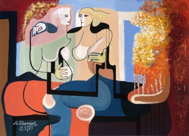 Schilderij getiteld "Couple Relatioships…" door Abdelrahman Shamieh, Origineel Kunstwerk, Acryl Gemonteerd op Frame voor hou…