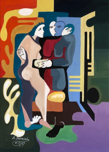 Peinture intitulée "Couple Relatioships…" par Abdelrahman Shamieh, Œuvre d'art originale, Acrylique Monté sur Châssis en bois