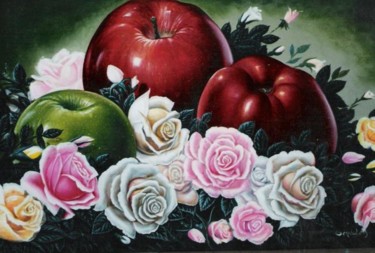 Painting titled "MANZANAS Y ROSAS" by Abdenago, Original Artwork