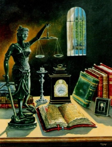 Painting titled "JUSTICIA EN UN VIEJ…" by Abdenago, Original Artwork