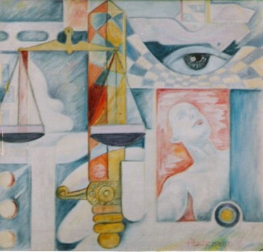 Painting titled "JUSTICIA CON ESPADA…" by Abdenago, Original Artwork