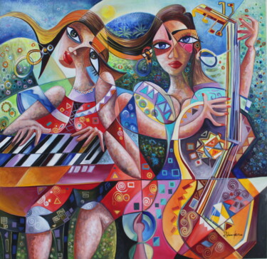 Painting titled "Music" by Abderrahim Akarne, Original Artwork, Acrylic