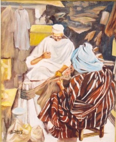 Peinture intitulée "le tailleur" par Abderrahim El Moujaouid, Œuvre d'art originale, Acrylique Monté sur Châssis en bois