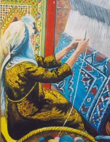 Peinture intitulée "tapis marocaine - M…" par Abderrahim El Moujaouid, Œuvre d'art originale, Acrylique Monté sur Châssis en…