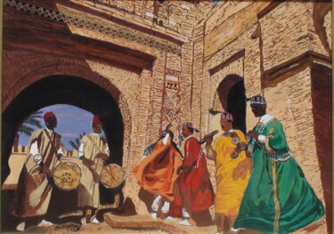 Pintura titulada "Gnawa d'essaouira -…" por Abderrahim El Moujaouid, Obra de arte original, Acrílico Montado en Bastidor de…
