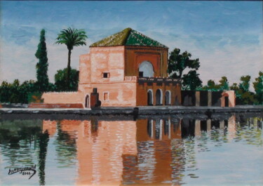Pintura intitulada "La Ménara de Marrak…" por Abderrahim El Moujaouid, Obras de arte originais, Acrílico Montado em Armação…
