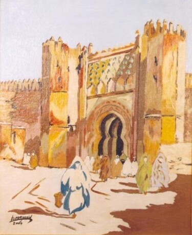 Malerei mit dem Titel "la porte de chella…" von Abderrahim El Moujaouid, Original-Kunstwerk, Acryl Auf Keilrahmen aus Holz m…
