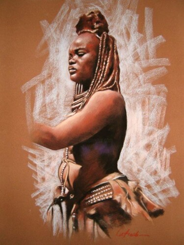 Painting titled "Danseuse masaï" by Abderrahmane Latrache, Original Artwork