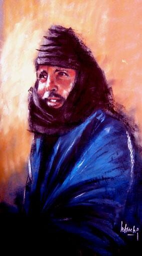 Peinture intitulée "Homme Touareg" par Abderrahmane Latrache, Œuvre d'art originale, Huile