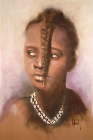 Peinture intitulée "Jeune masaï" par Abderrahmane Latrache, Œuvre d'art originale
