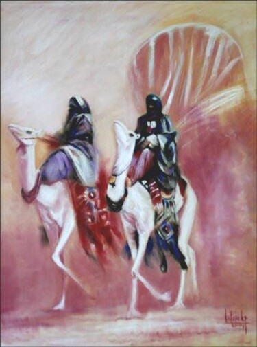 Peinture intitulée "Caravane" par Abderrahmane Latrache, Œuvre d'art originale, Huile
