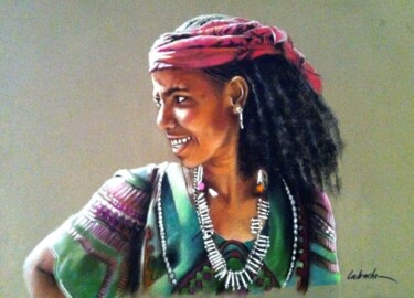 Peinture intitulée "Ethiopian women" par Abderrahmane Latrache, Œuvre d'art originale