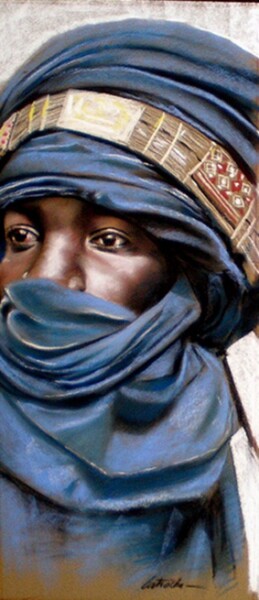 Peinture intitulée "Guerrier touareg" par Abderrahmane Latrache, Œuvre d'art originale, Huile