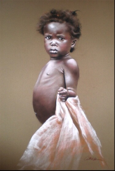 Painting titled "Enfant peul" by Abderrahmane Latrache, Original Artwork