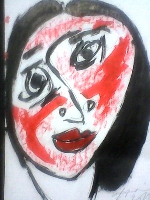 Peinture intitulée "femme moulin rouge" par Haimer, Œuvre d'art originale