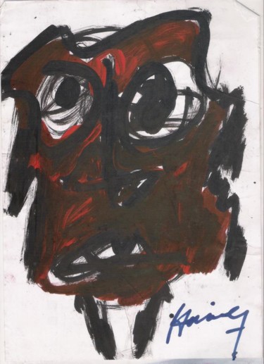 Peinture intitulée "femme rouge et noir" par Haimer, Œuvre d'art originale