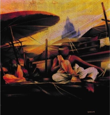 Pittura intitolato "Le Souk" da Abdoul Sow (Docart), Opera d'arte originale, Acrilico