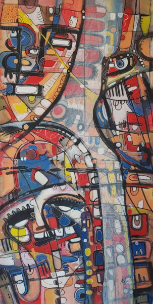 Pittura intitolato "Happy faces" da Abdoulie Conteh, Opera d'arte originale, Acrilico